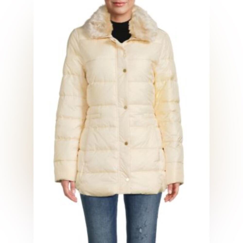 NWT‎ Barbour Jacket Coat Fortmartine Quilt Fur Cream Size 14